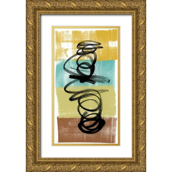 Saunders, Alonzo 19x32 Gold Ornate Wood Framed with Double Matting Museum Art Print Titled - Dancing Swirl I