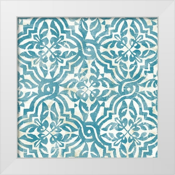 Saunders, Alonzo 20x20 White Modern Wood Framed Museum Art Print Titled - Blue Tile Light 1