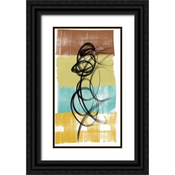 Saunders, Alonzo 20x32 Black Ornate Wood Framed with Double Matting Museum Art Print Titled - Dancing Swirl II