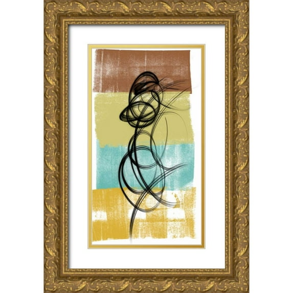 Saunders, Alonzo 20x32 Gold Ornate Wood Framed with Double Matting Museum Art Print Titled - Dancing Swirl II