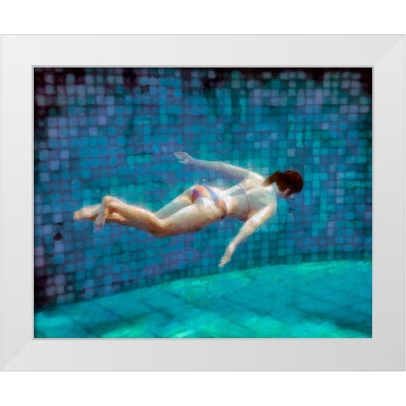 Saunders, Alonzo 24x20 White Modern Wood Framed Museum Art Print Titled - Swimming Under I