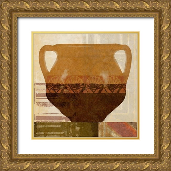 Saunders, Alonzo 26x26 Gold Ornate Wood Framed with Double Matting Museum Art Print Titled - Ethnic Pot II