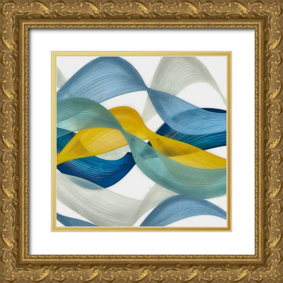 Saunders, Alonzo 26x26 Gold Ornate Wood Framed with Double Matting Museum Art Print Titled - Horizontal Bands IV