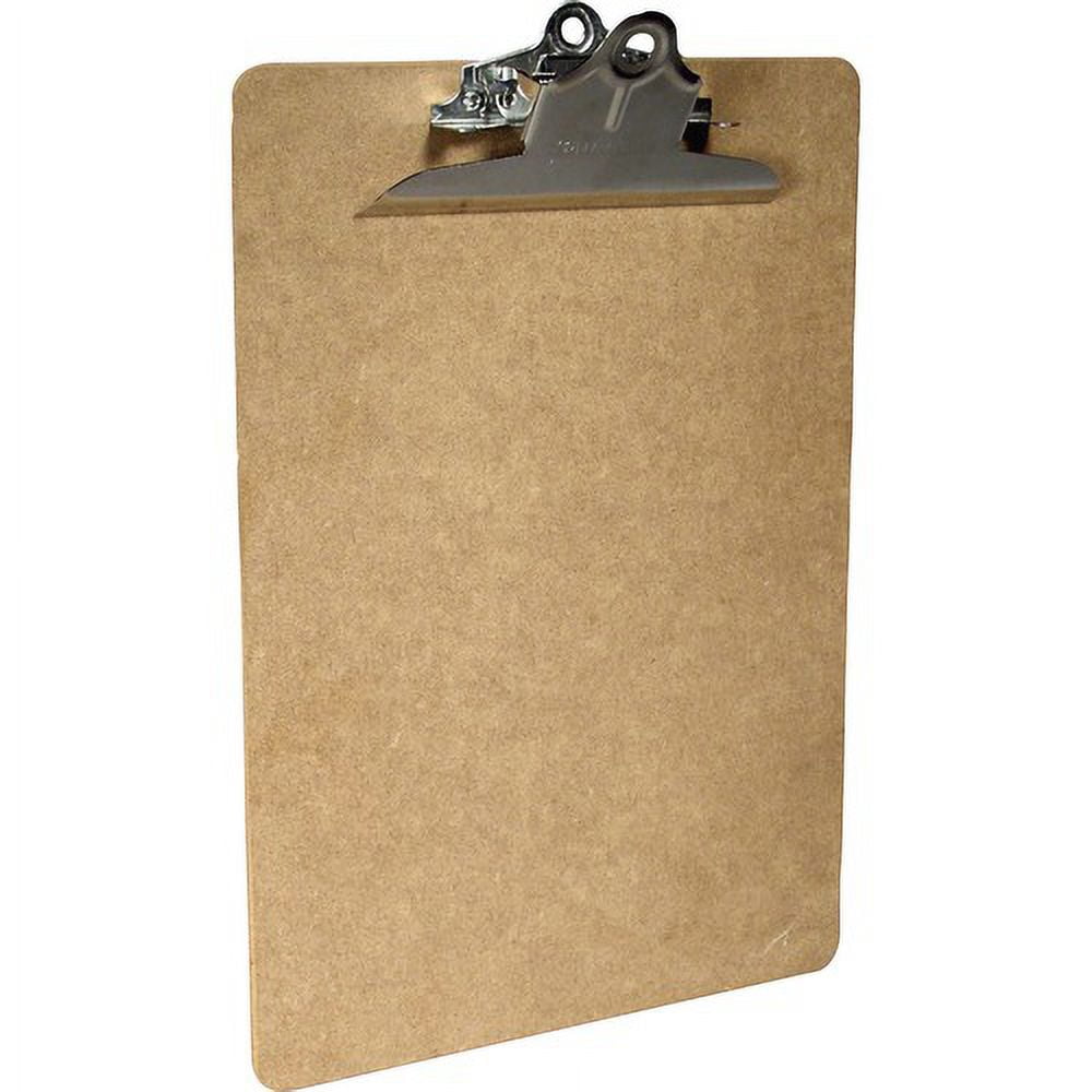 Saunders Brown Hardboard Clipboards - 1" Clip Capacity - 8 1/2" x 11" - Spring Clip - Standard - Hardboard - Brown - 1 Each | Bundle of 10 Each
