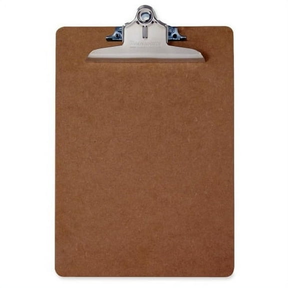 Saunders Brown Hardboard Clipboards 1" Clip Capacity - 8 1/2" x 11" - Spring Clip - Standard - Hardboard - Brown - 1 / Each
