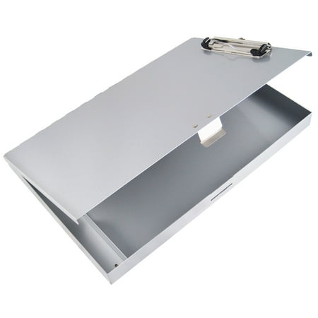 Saunders Metal Storage Clipboard, A, 1 Tier, Low Profile Clip, Letter, Silver, Side Open