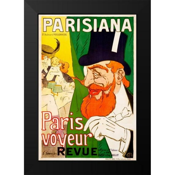Saunier, J. 17x24 Black Modern Framed Museum Art Print Titled - Parisiana / Paris voyeur