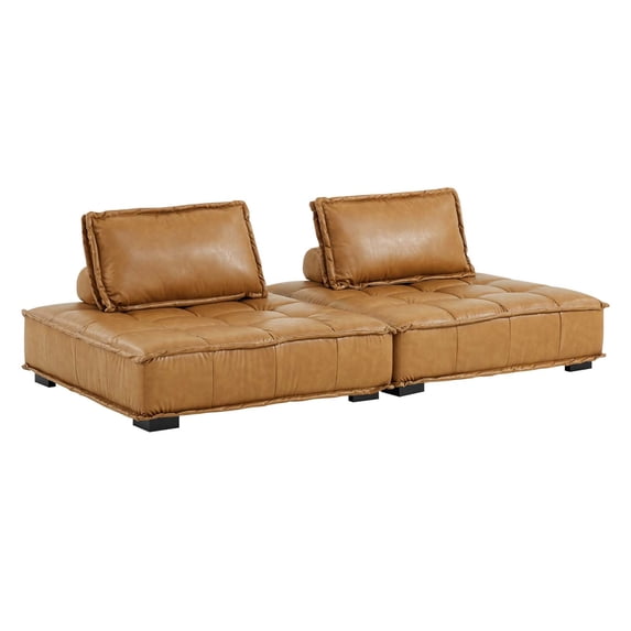 Saunter Tufted Vegan Leather Vegan Leather 2-Piece Loveseat-EEI-5205-TAN