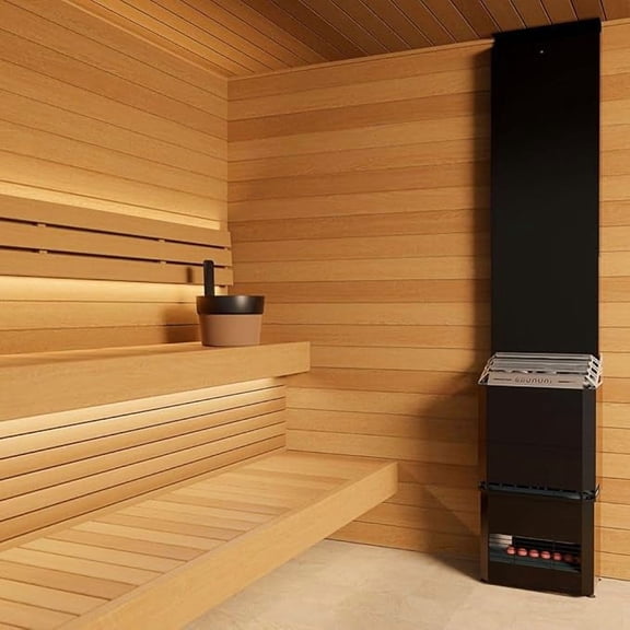 Saunum AIR 7 Sauna Heater Air Series, 6.4kW Sauna Heater w/Climate Equalizer, Black, Black Wi-Fi Sauna Heater Control