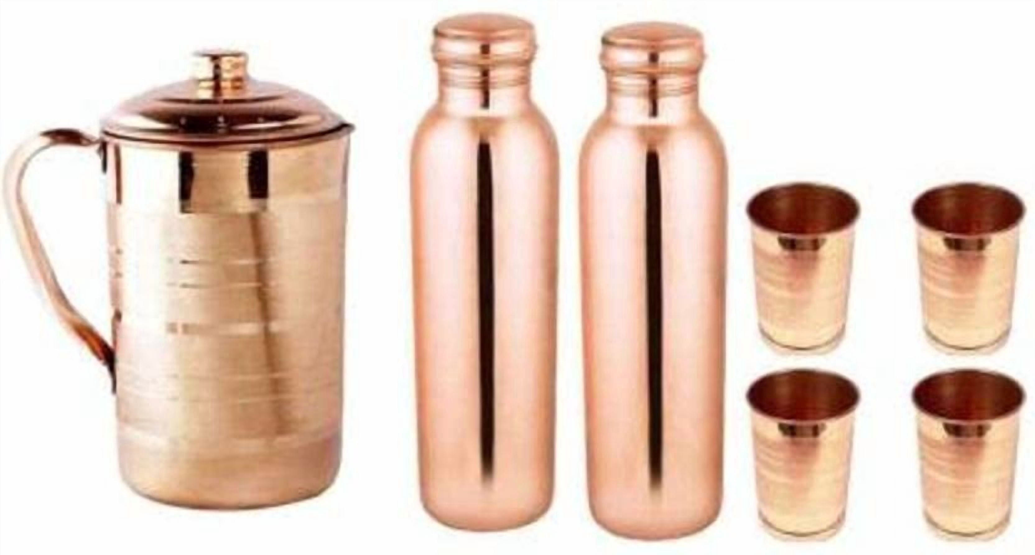 Sauran Jug Glass Water Bottle Set Jug Glass Tray Set (Copper)