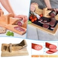 thumbnail image 1 of Sausage Cutter with Stainless Steel Blade | Rubber Tree Wood Handle | Cuts Sausage Cheese Meat Vegetables | Sturdy Design | 28.5x12x16.5 cm | 560g | Portable for BBQ Outdoor Use, 1 of 8