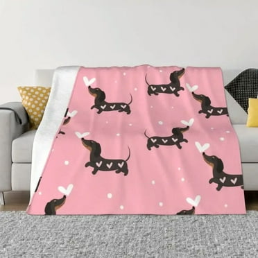 Sausage Dog Blanket 3D Printed Soft Fleece Warm Dachshund Throw Blankets for Car Bed Sofa Bedspreads