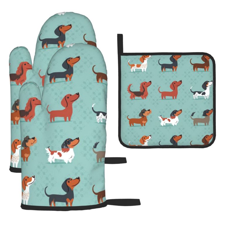 Black Dachshund Oven Mitt -Queen of the Kitchen