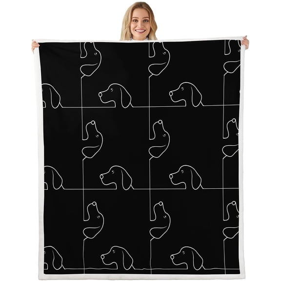 Sausage Dog Fleece Blanket Users Cute Dachshund Plush Blanket for Bed Sofa Couch Cartoon Puppy Sherpa Kawaii Pet Black Gift for Dog Lover Fuzzy Room Decor Baby 30"x40"