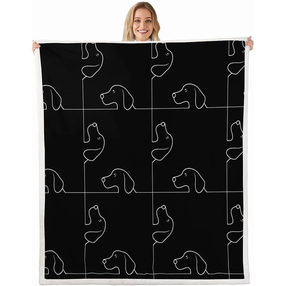 Sausage Dog Fleece Blanket Users Cute Dachshund Plush Blanket for Bed Sofa Couch Cartoon Puppy Sherpa Kawaii Pet Black Gift for Dog Lover Fuzzy Room Decor Baby 30"x40"