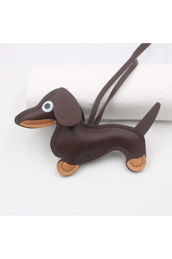 Sausage Dog Keychain Leather Handmade Dachshund Pendant Bag Charm Carabiner Clip for Backpack Purse Keys Phone Case Decoration Cute Animal Gift for Dog Lovers Unique Accessory