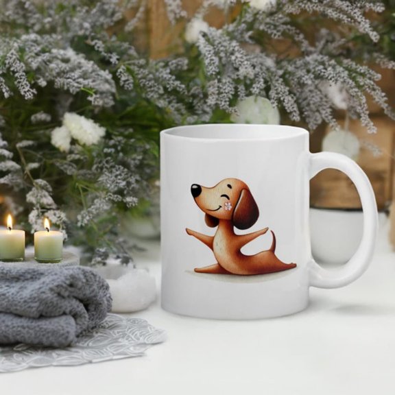 Sausage Dog Yoga Mug - oz Ceramic Coffee Cup with Cute Dachshund Yoga Lover Gift Dog Lovers Dishwasher & Microwave