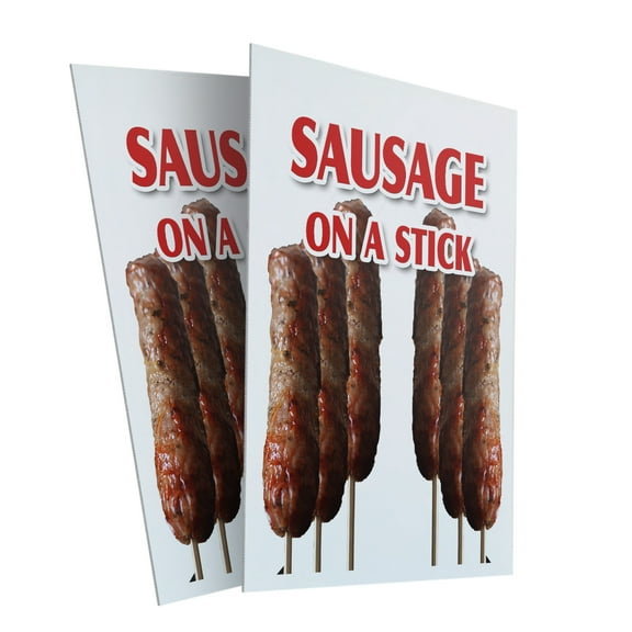Sausage On A Stick (2-PACK) 24" x 36" Plastic Signs | Sign Insert 4mm Corrugated Plastic Signs Storefront Window Poster