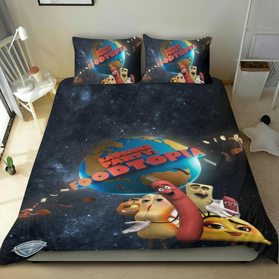 Sausage Party Foodtopia Themed Bed Sheet Set Three Piece Set 36x75 Inches Comfortable And Skin Friendly Unique Design Creating A Star Studded Night