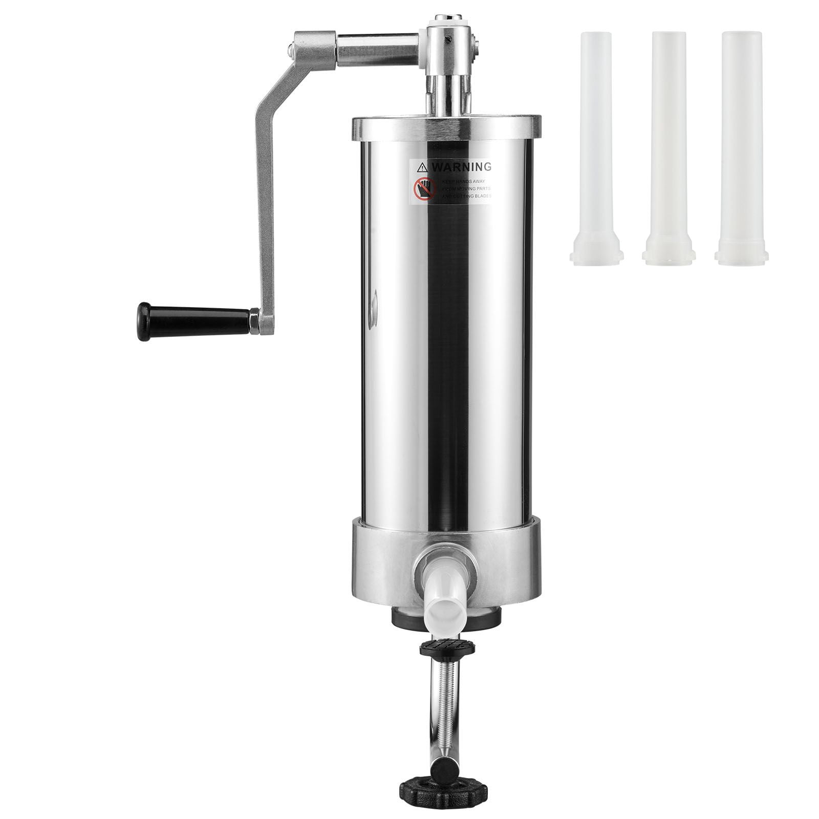 Sausage Stuffer 5 lbs Capacity, 304 Stainless Steel, 3 Filling Tubes, Suction Base, Air Release Valve for Home Commercial Use