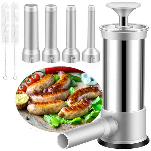 Sausage Stuffer Machine and Vertical Sausage Maker,Stainless Steel Homemade Sausage Maker w/4 Stuffing Tubes,Manual Sausage Stuffer Meat Filling for Household Kitchen,2.2 LBS Large Capacity