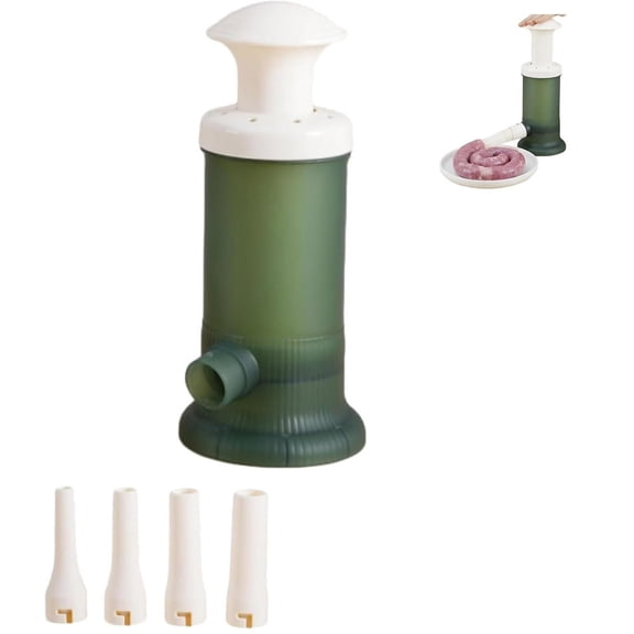 Sausage Stuffer, Stainless Steel Manual Homemade Sausage Maker, hot dog Stuffer w/4 Stuffing Tubes, Used to make sausages of different sizes Suitable for family gatherings and barbecues