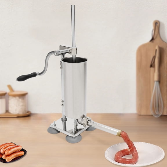 Sausage Stuffer, Stainless Steel Sausage Maker, 3.5L 8LBS Vertical Meat Sausage Stuffer Machine with 8 Stuffing Tubes Attachment for Professional Commercial Kitchen and Household Use