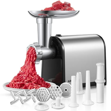 Sausage Stuffer and Meat Grinder Set, Stainless Steel, Includes 2 Blades, 3 Plates, and 3 Sausage Tubes
