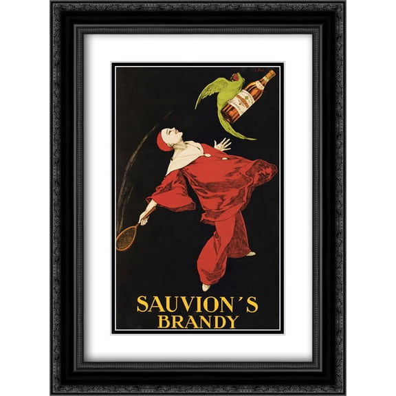Sauvion's Brandy 2x Matted 20x24 Black Ornate Framed Art Print by Leonetto Cappiello