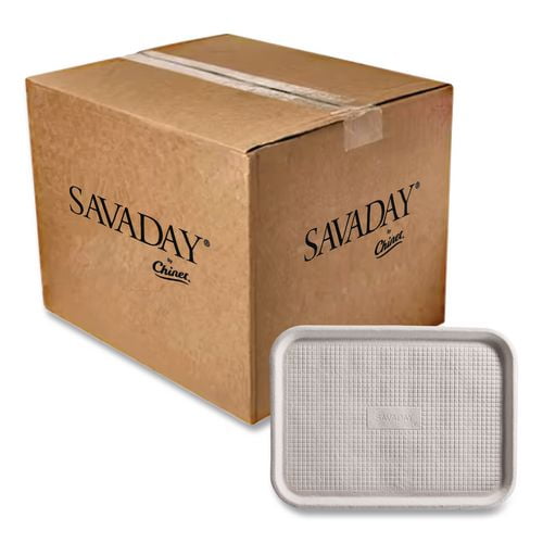 Savaday Molded Fiber Flat Food Tray, 16 x 12, White, Paper, 200/Carton | Bundle of 2