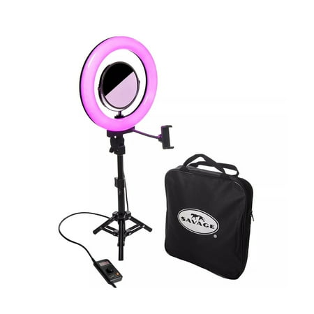 Savage Universal - 12" RGB Tabletop Ring Light with Stand, Mirror, Phone Holder and Carry Bag - Black