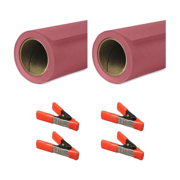 Savage 53"x36' Widetone Seamless Background Paper, Rustic, 2-Pack, Bundle with 4x 1-1/4x1" Steel Spring Orange Clamp