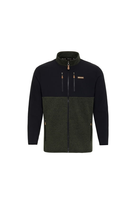 Sweater Fleece Jacket - Men's, Olive/Black, Large