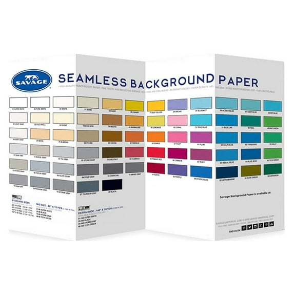 Savage Seamless Background Paper Color Chart