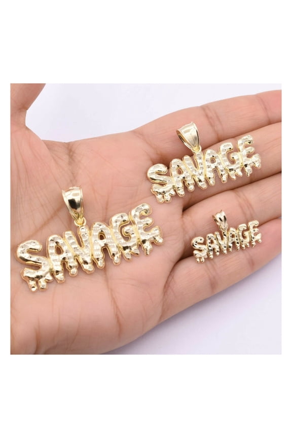 Diamond-Cut Savage Drop Nugget Pendant 10K Yellow Gold, All Sizes - GOLDUM NYC