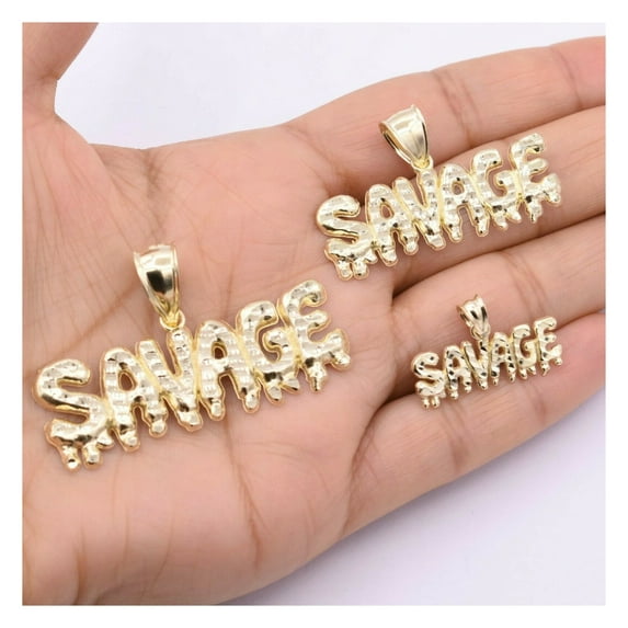 Diamond-Cut Savage Drop Nugget Pendant 10K Yellow Gold, All Sizes - GOLDUM NYC