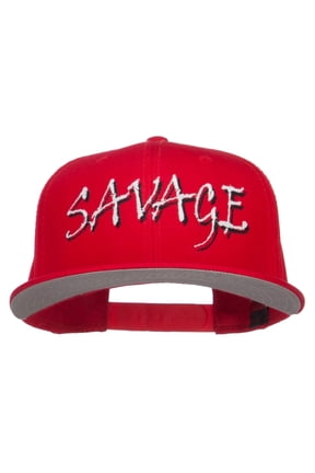 Savage Embroidered Cotton Snapback - Red OSFM