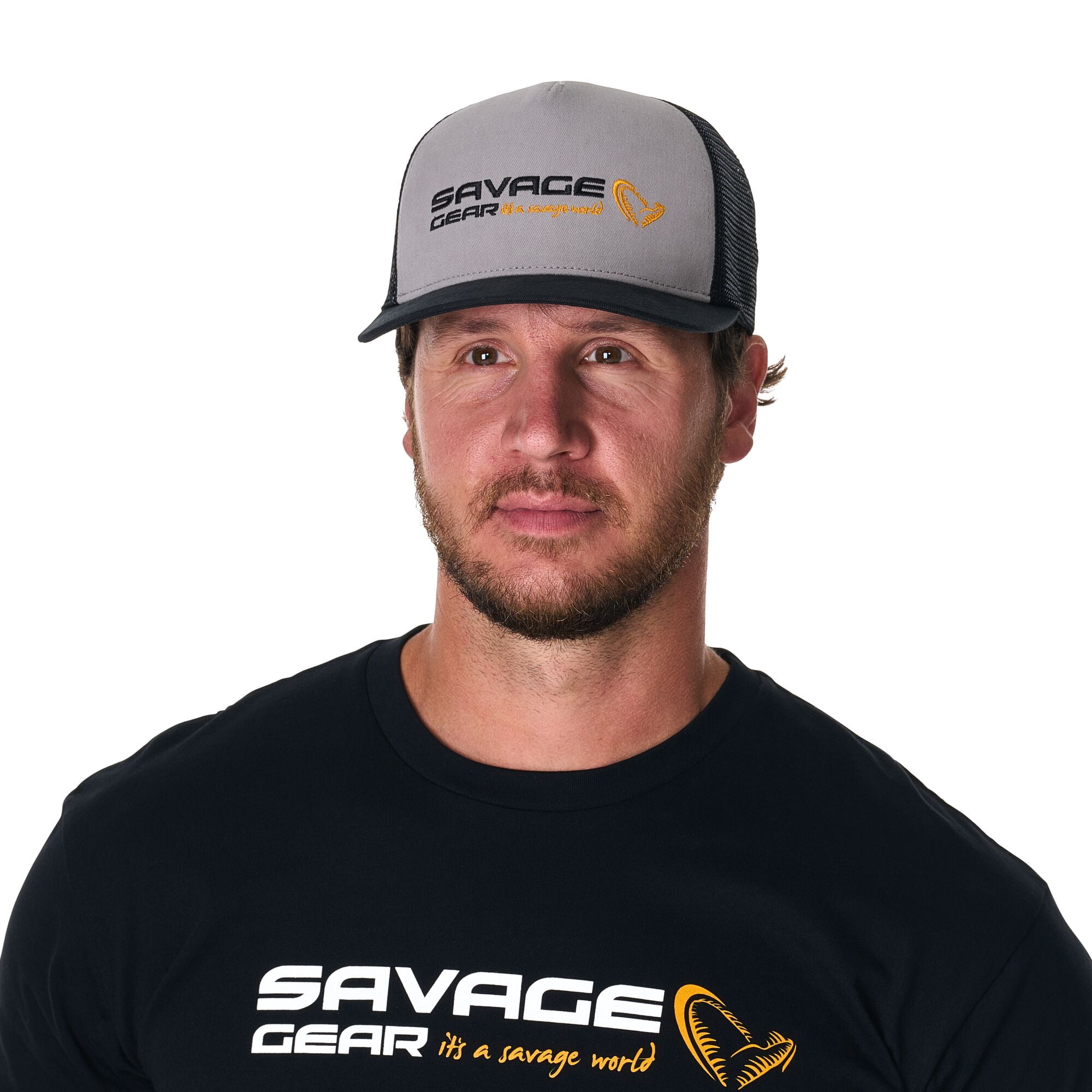 Savage Gear Logo Twill Trucker Hat, Light Grey