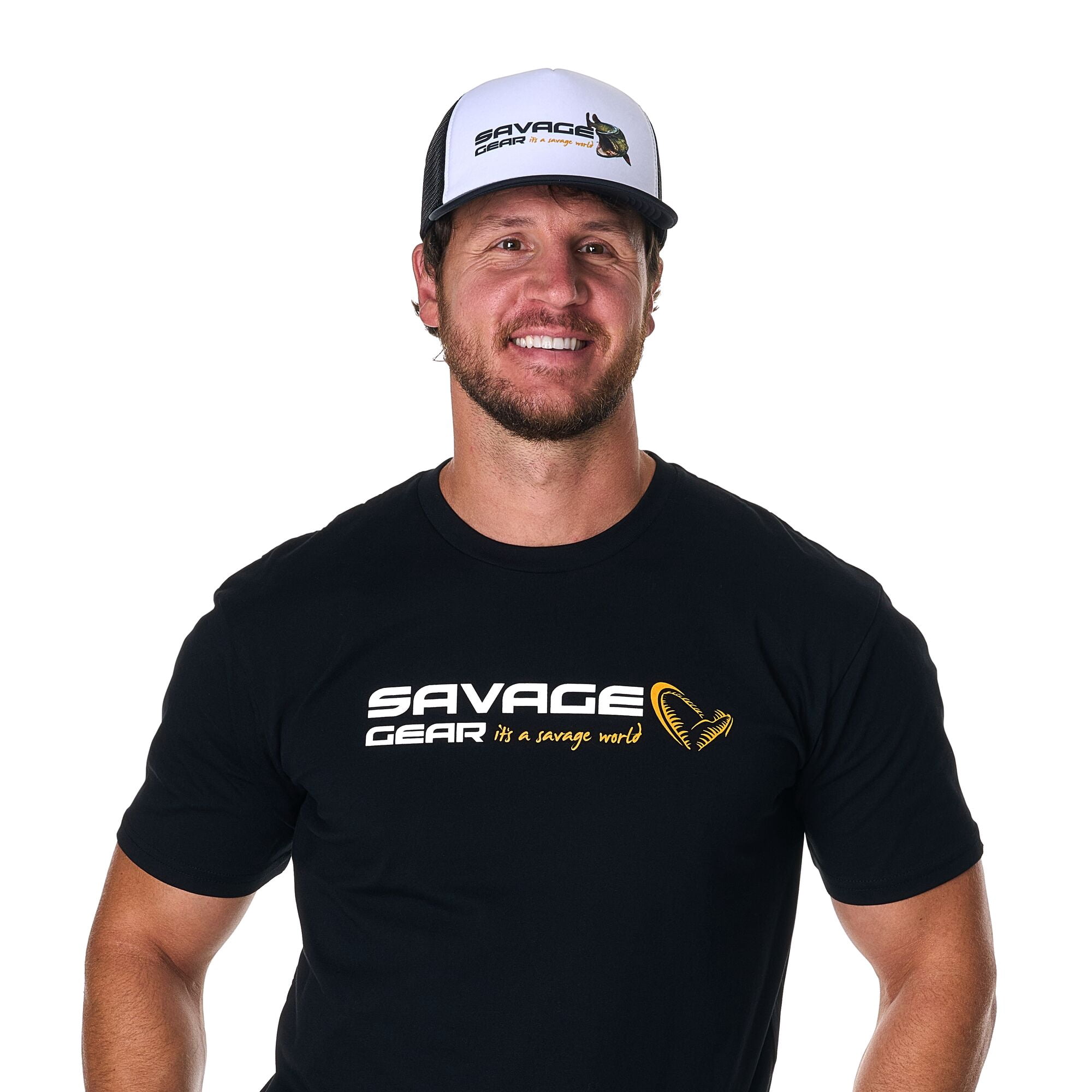 Savage Gear Musky Logo Foam Trucker Hat, White/Black