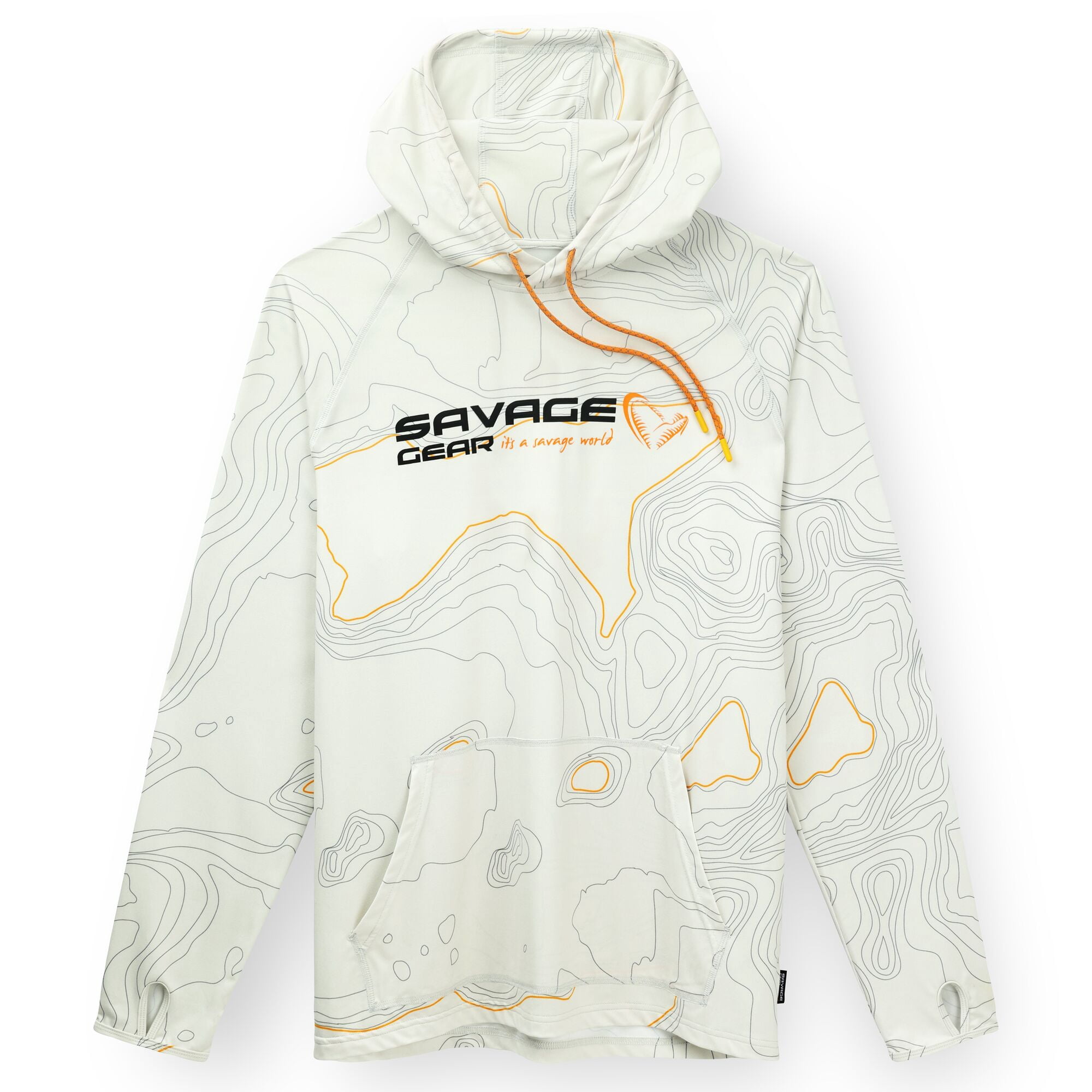 Savage Gear Topo Print Performance UPF Hoodie, Grey, Size M
