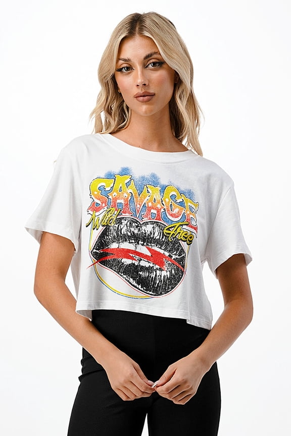 Savage Lips Graphic Crop Top