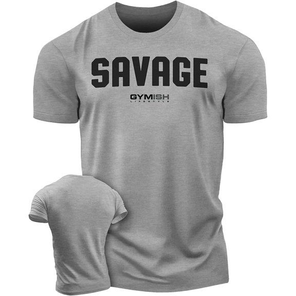 Gymish Savage Deadlift Men’s Workout T-Shirt – Funny Lifting Gym Tee, Athletic Shirt for Men