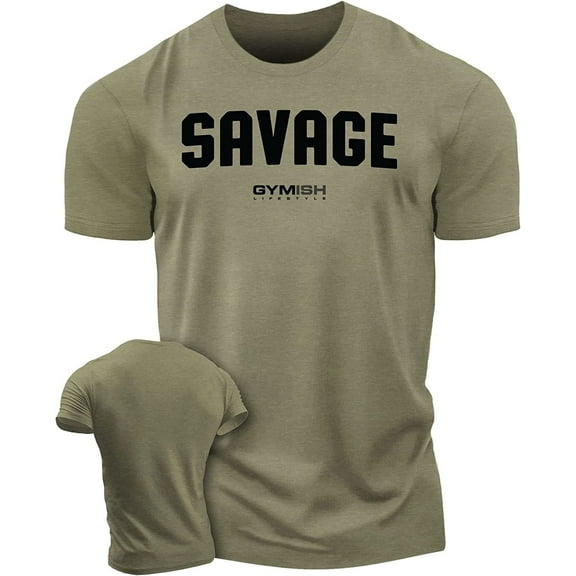 Savage Men's Workout Shirt for Men, Gym Funny Deadlift Lifting T-Shirt