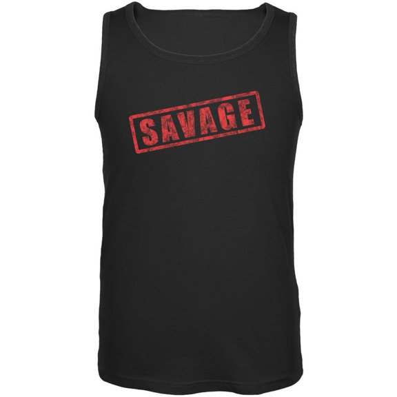 Savage Stamp Red Mens Tank Top Black SM