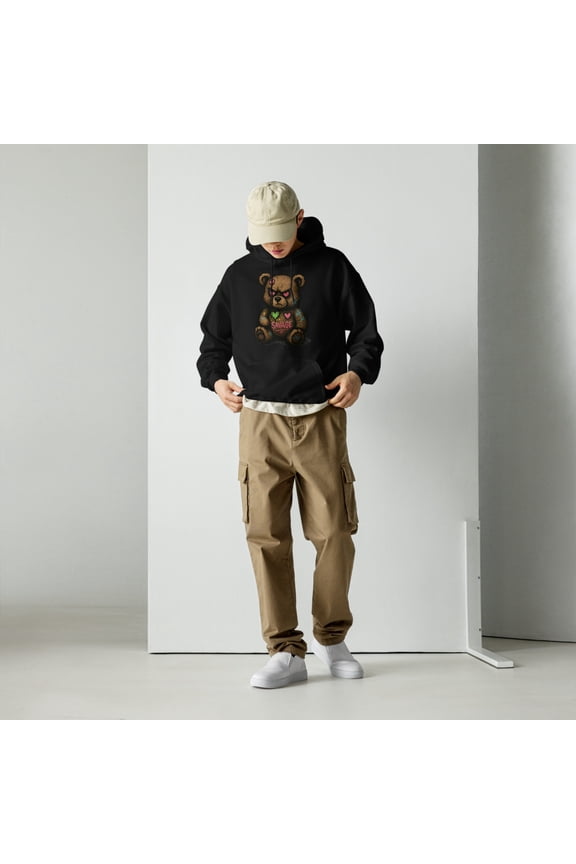 Savage Teddy Bear Graphic Heavy Blend Pullover Hoodie, Unisex