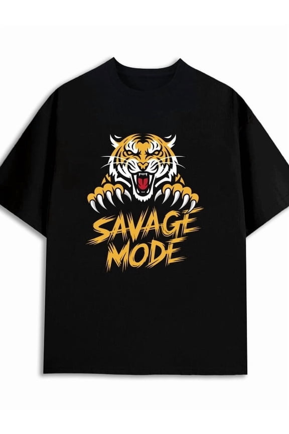 Savage Tiger Tee mens 180G 100% Cotton black Trendy Unisex Shirt Graphic tshirts Funny Unisex Shirt Graphic Tee tshirts Classic Unisex Shirt Short Sleeve tshirts