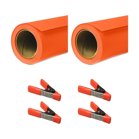 Savage Widetone Seamless Background Paper, 86" wide x 36' Orange, #24 2-Pack with XM3 Steel Spring Clamp, 1-1/4 x 1", Orange