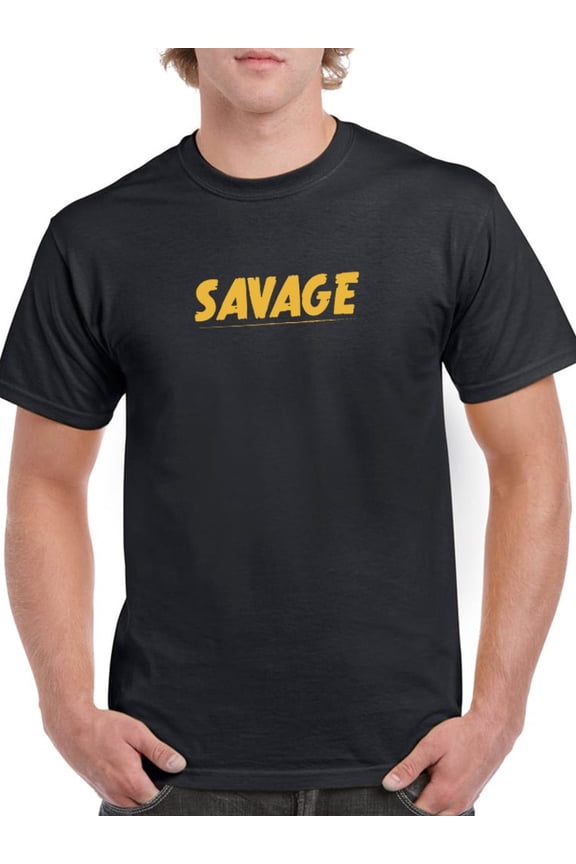 Savage Word Streetwear Men Black T-Shirt, Male Large