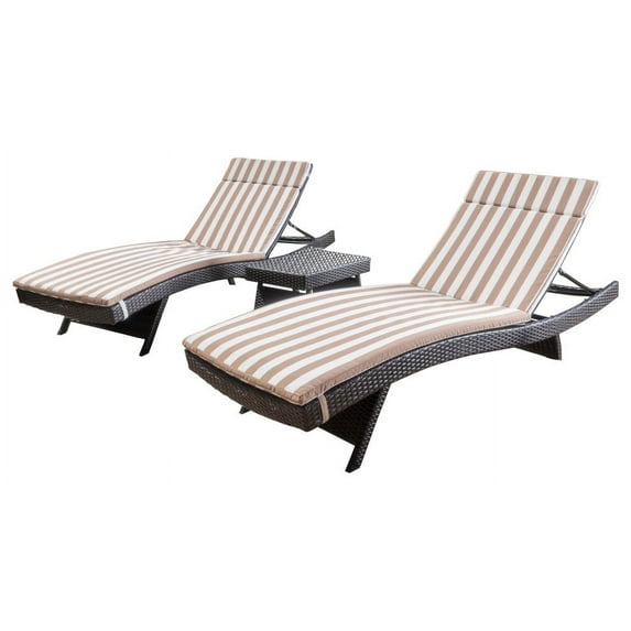 Savana 3 Piece Outdoor Wicker Lounge with Cushions and Coffee Table, Multibrown
