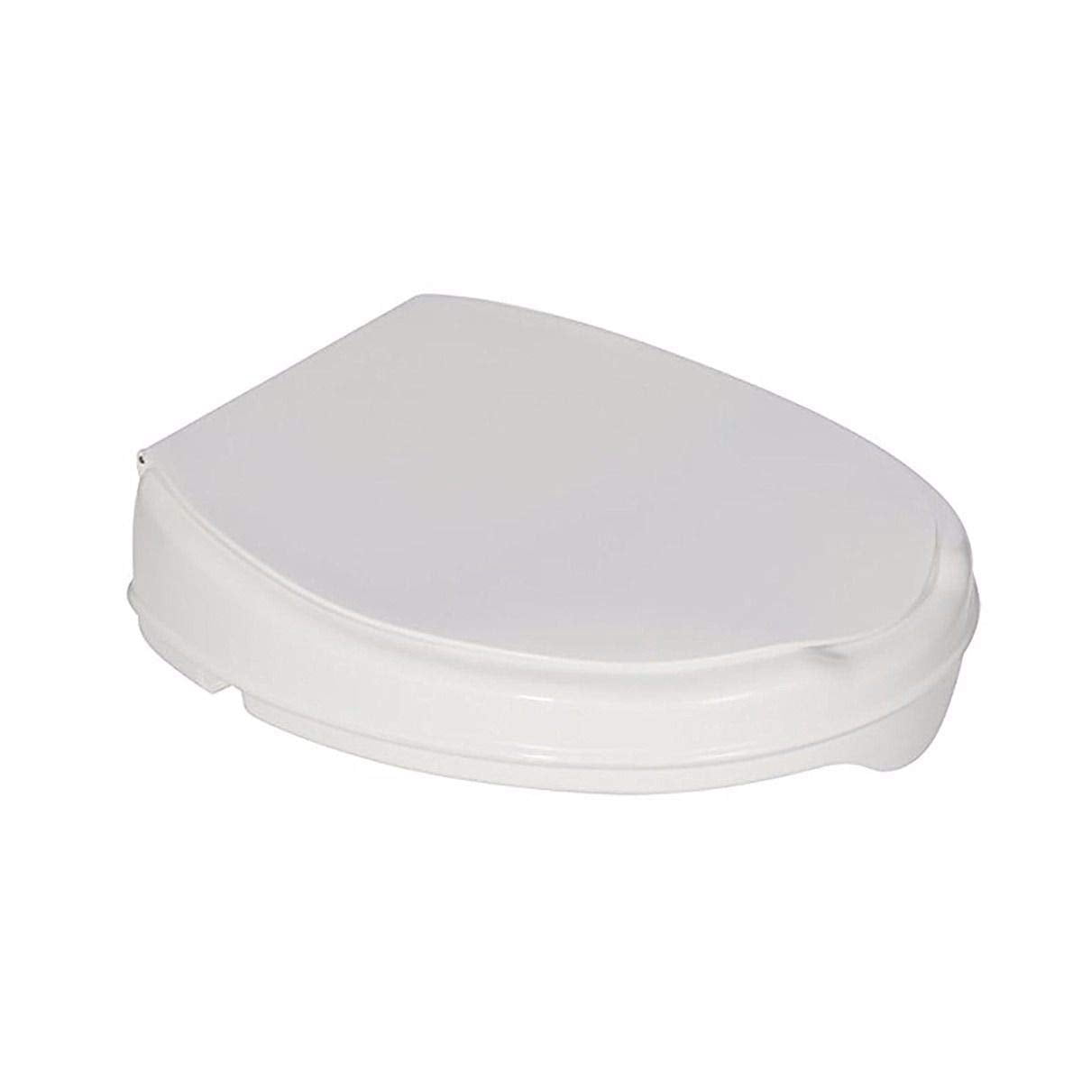 Savanah Raised Toilet Seat with Lid, 2" High Elevated Toilet Seat Locks Onto Standard Toilets